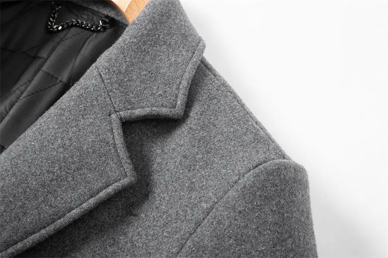 Abrigo de lana mid-length para hombre – estilo casual ejecutivo con onda moderna