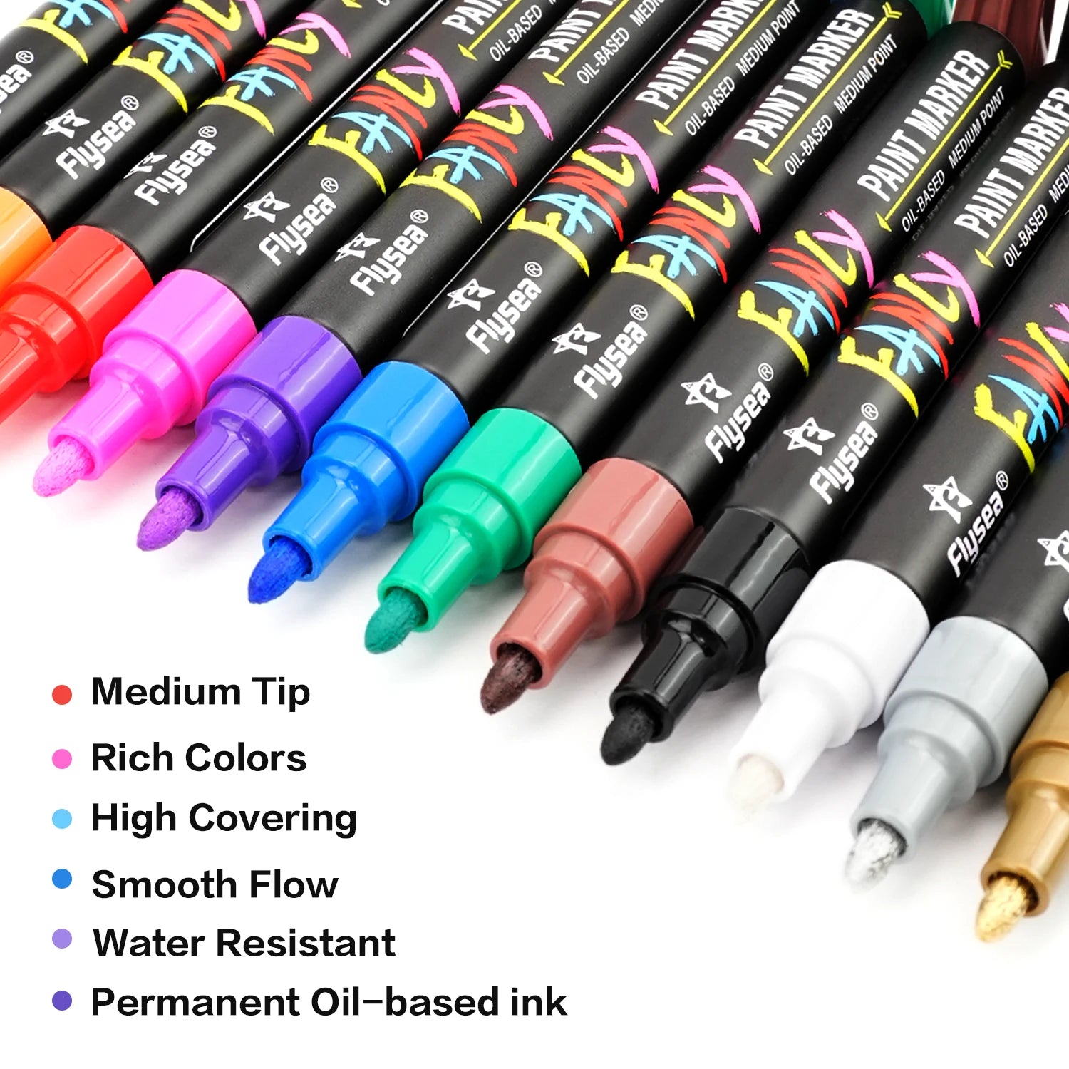 Set de 20 marcadores de pintura al óleo – colores vibrantes, secado rápido y duradero