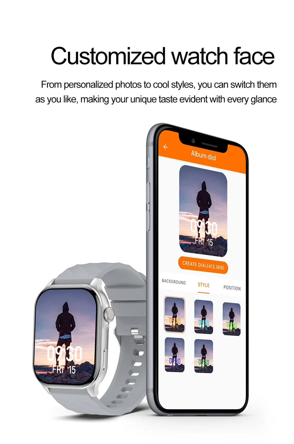 Smartwatch LIGE mujer – pantalla HD 2.01", monitor de salud y resistente al agua
