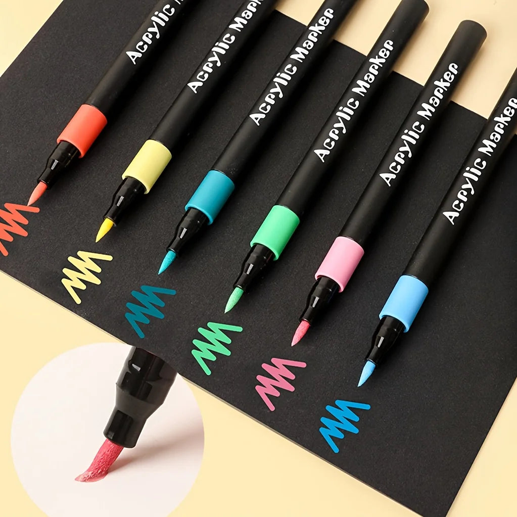 Marcadores acrílicos con punta de pincel suave – colores vibrantes y sin sangrado
