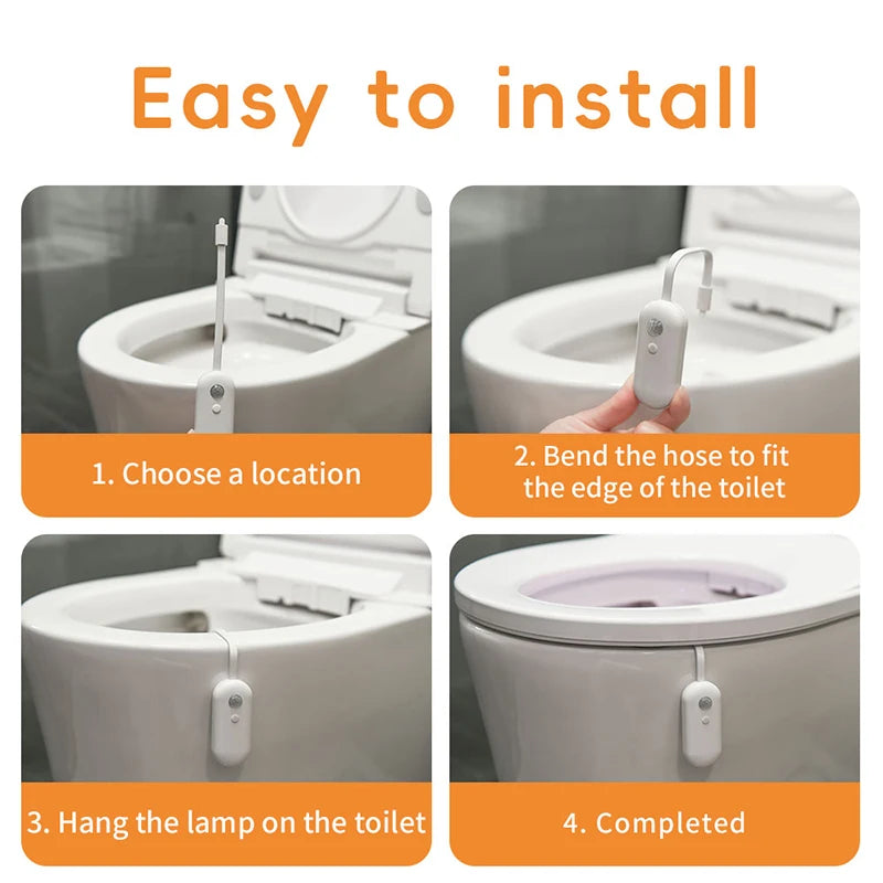 Luz Inteligente para Inodoro con Sensor de Movimiento - Recargable USB - LED RGB - Luz Nocturna para Baño