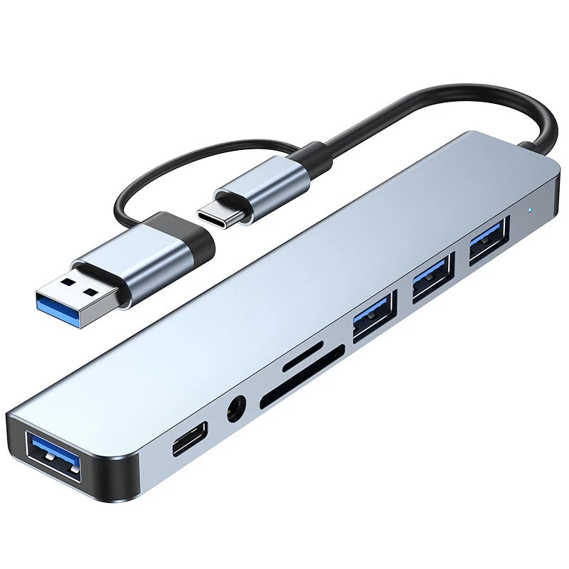 Adaptador Hub USB-C 8 en 1 para Laptop, Tablet y Celular