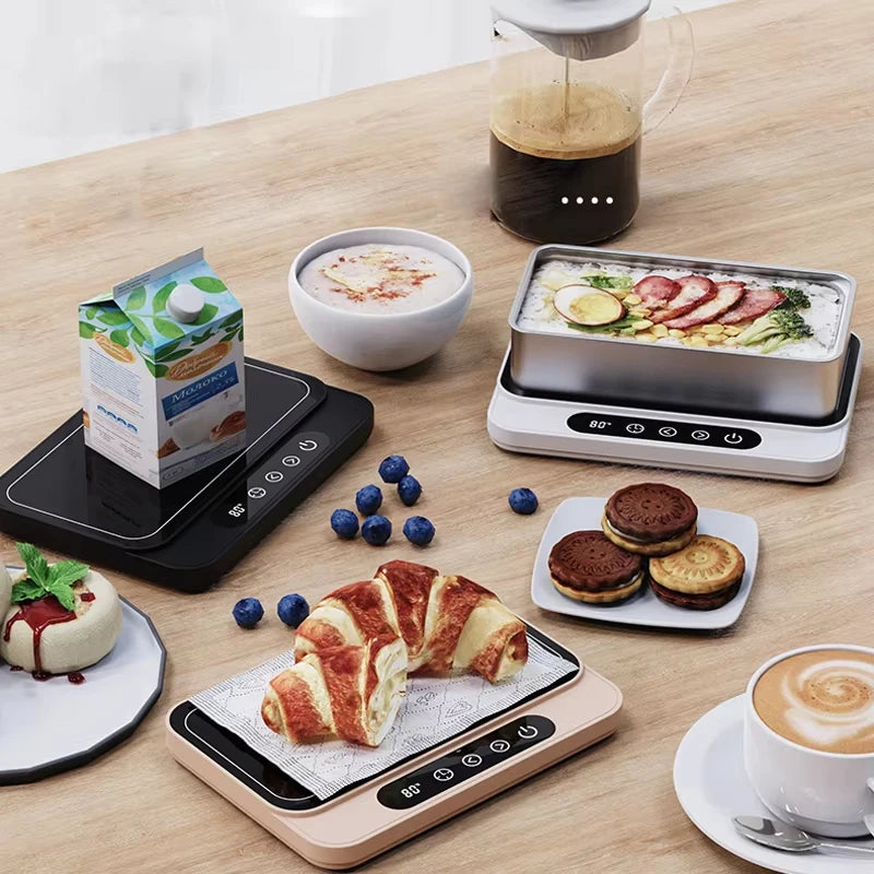 Calentador de Tazas 50W - Placa Caliente Eléctrica - 9 Niveles de Temperatura - Posavasos Calentador - Para Lonchera, Leche, Café - Hogar y Oficina