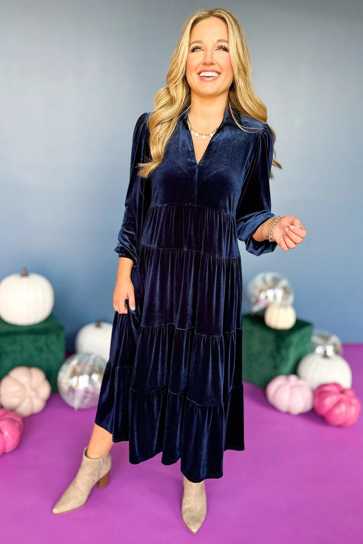 Vestido largo de terciopelo mujer