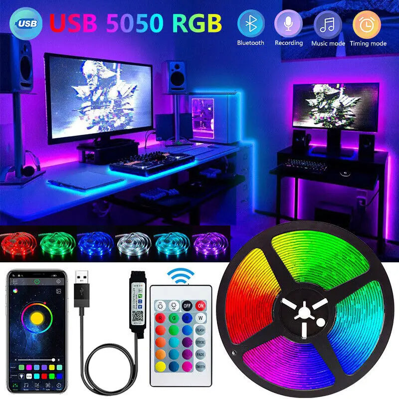 Tira LED Bluetooth SMD 5050 – control remoto APP, flexible y para decoración