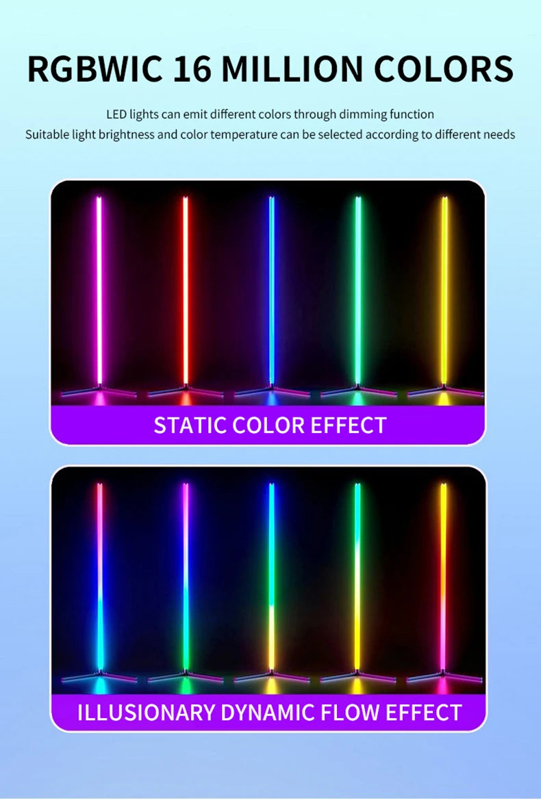 Lámpara de pie Tuya RGB – 160cm, control remoto y ambiente moderno