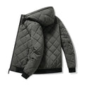 Campera acolchada hombre con capucha – texturizada en rombos, casual y talles grandes