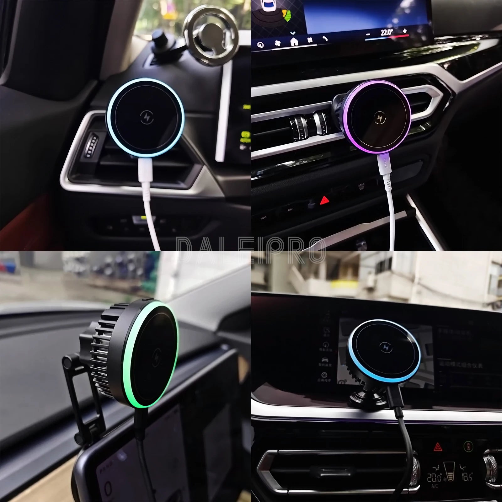 Soporte Magnético para Auto con Carga Inalámbrica 15W y Enfriamiento