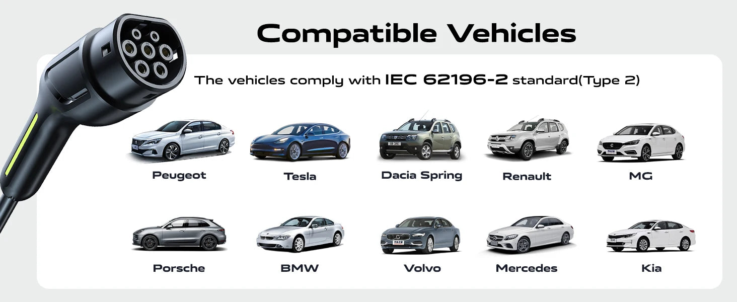 Cargador eléctrico VDL para auto – 3.6KW, Tipo 2 y corriente ajustable