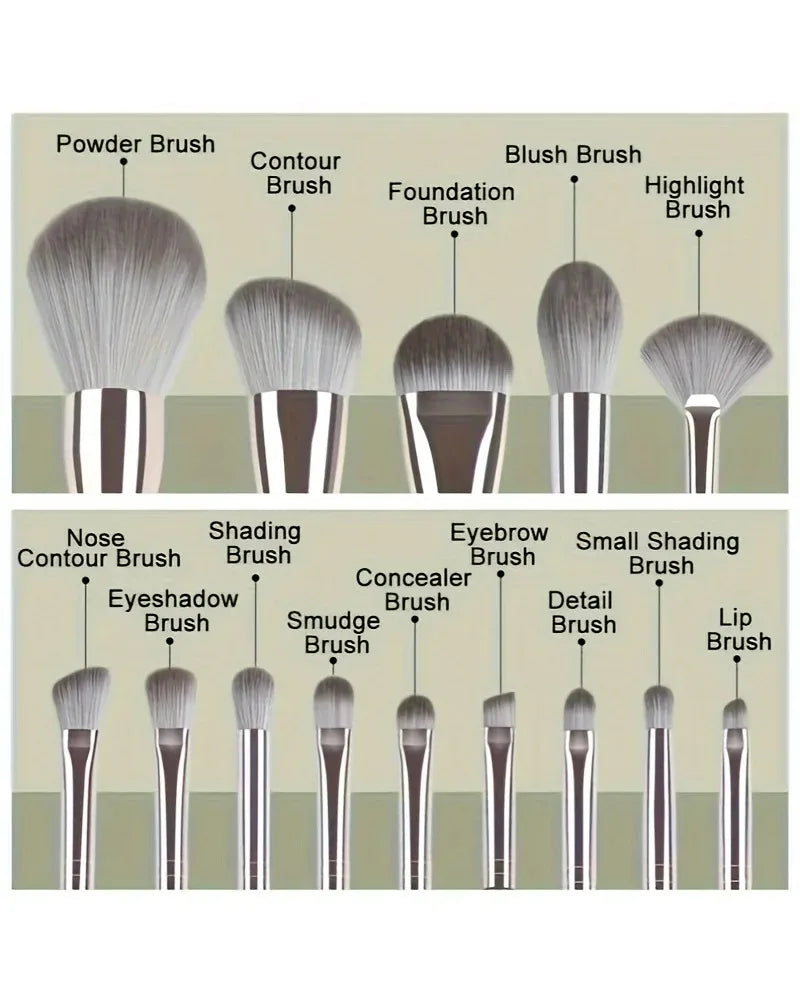 Set de 14 pinceles de maquillaje – profesional, suaves para rostro y ojos