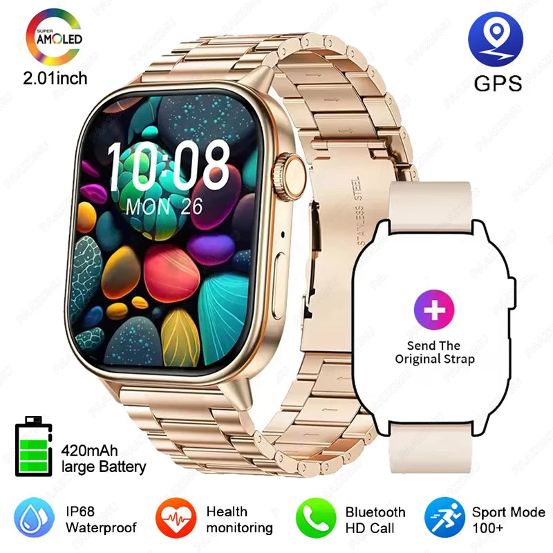 Smartwatch GPS mujer – pantalla 2.01", llamadas Bluetooth y resistente al agua