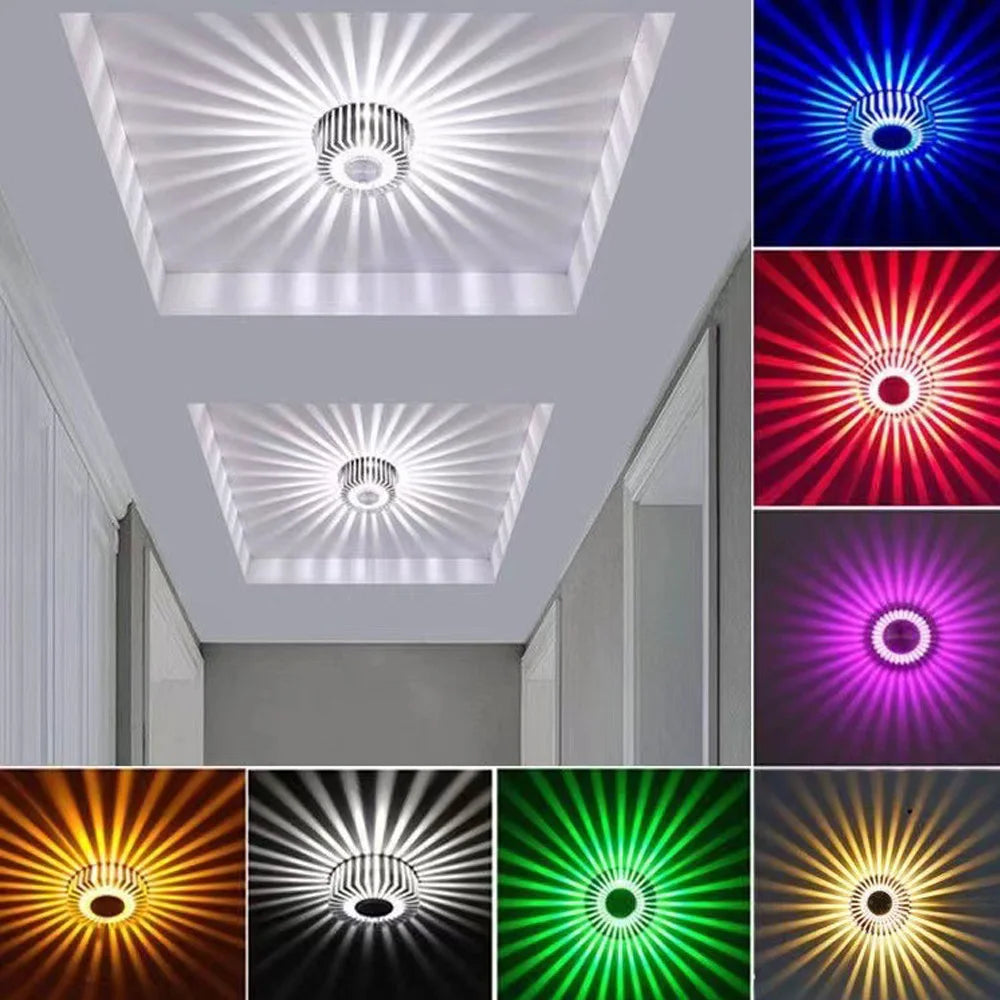 Lámparas LED coloridas 3W – apliques para living, pasillos y exteriores