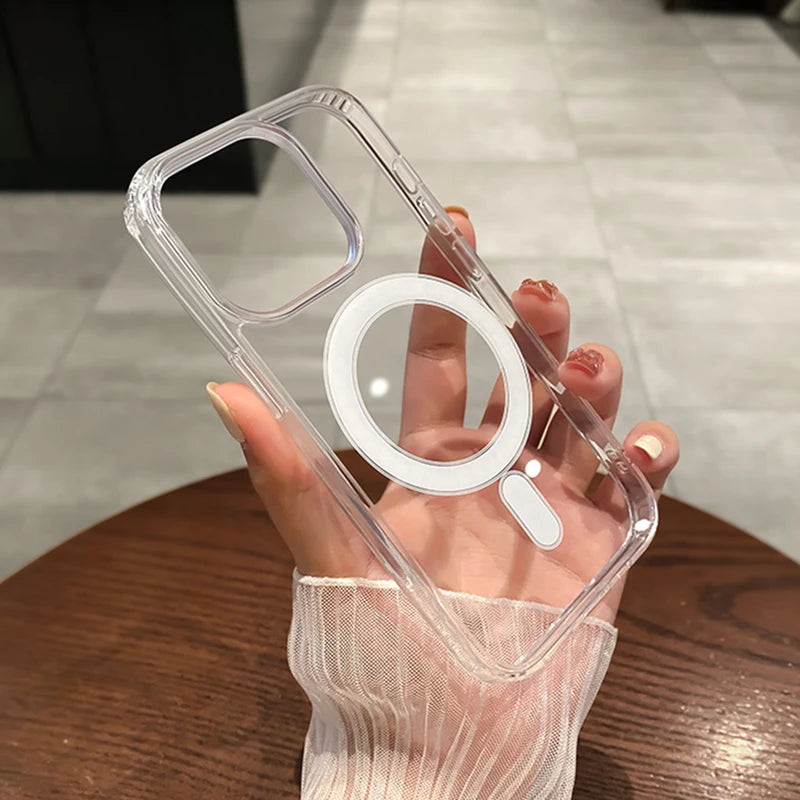 Funda transparente magnética con carga inalámbrica MagSafe – compatible con iPhone 11 a 17
