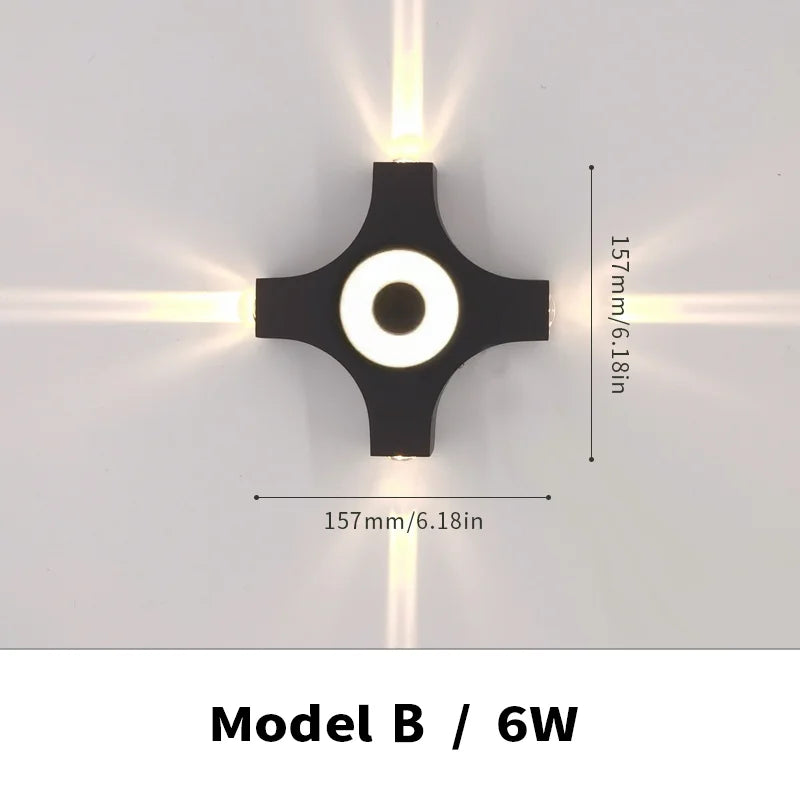 Lámpara LED de pared exterior – IP66 impermeable, 4W-6W para jardín y porche