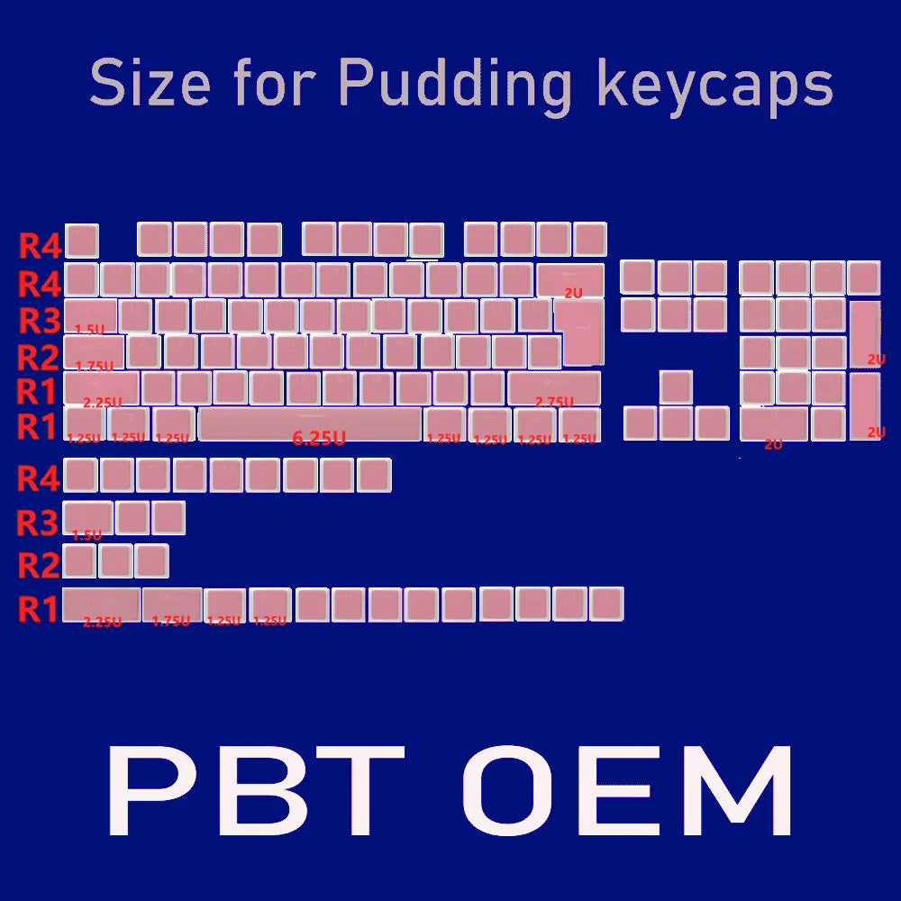 Set de keycaps PBT OEM – 129 teclas transparentes estilo pudding para teclado mecánico