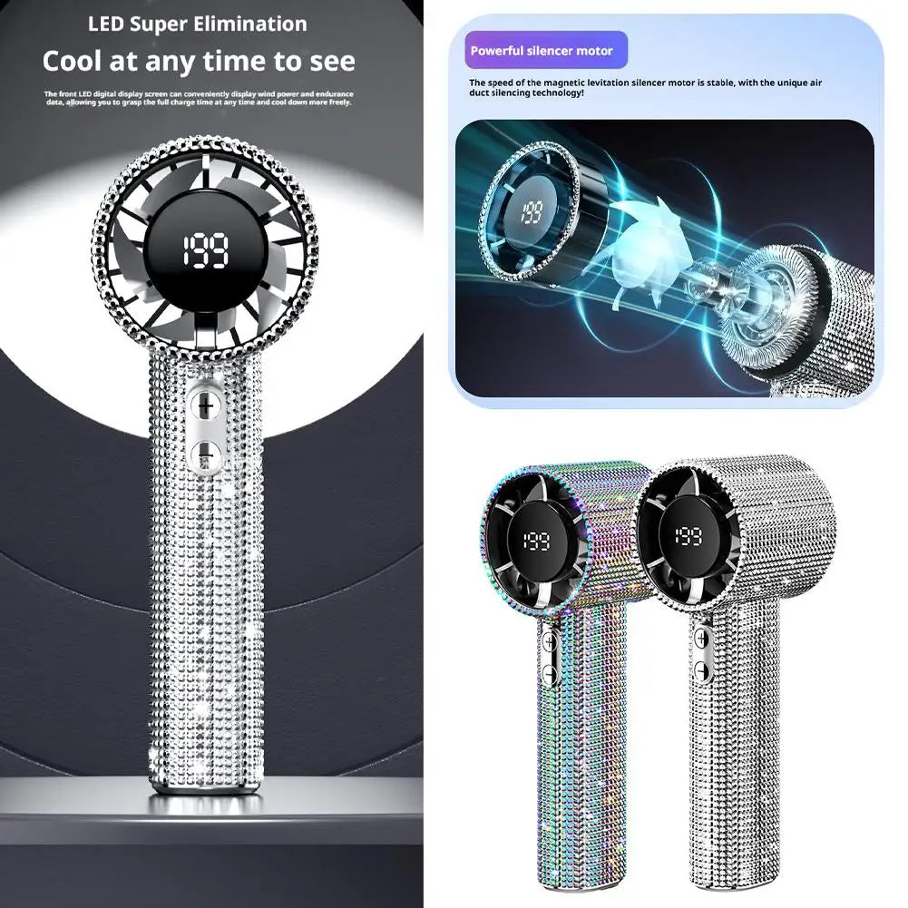 Ventilador de Mano Portátil con Pantalla Digital y 199 Velocidades