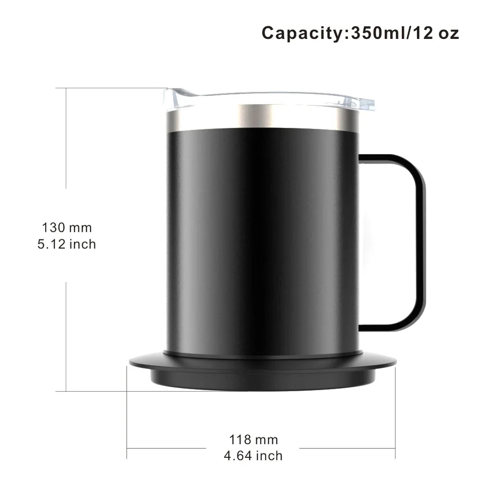 Taza Autocalentable 12oz - USB Eléctrica - Calentamiento 55-65°C - Taza de Viaje Inteligente - Doble Capa - Grado Alimenticio - Calentador de Taza