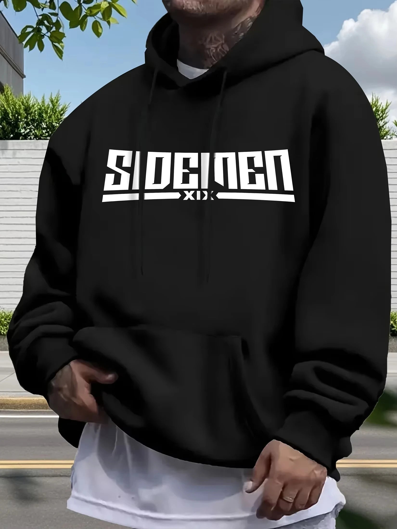 Hoodie casual con estampado "SIDEMEN" – cómodo, manga larga y suelto