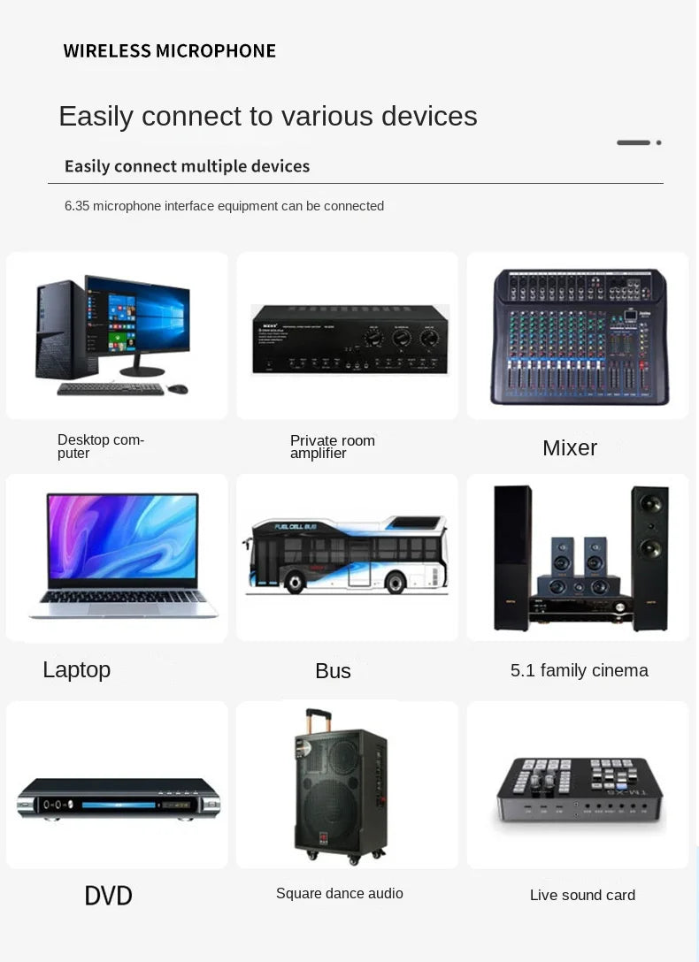 Micrófono inalámbrico UHF de 2 canales – profesional para karaoke y eventos