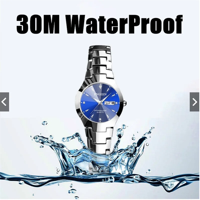 Set de relojes FNGEEN 5808 para parejas – cuarzo, lujo y resistente al agua