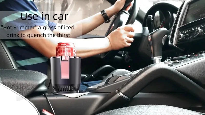 Portavasos Inteligente para Auto 2 en 1 - Enfriamiento y Calentamiento - Refrigeración Rápida - Frío y Caliente - Mini Pantalla Táctil - Para Bebidas, Tazas y Latas