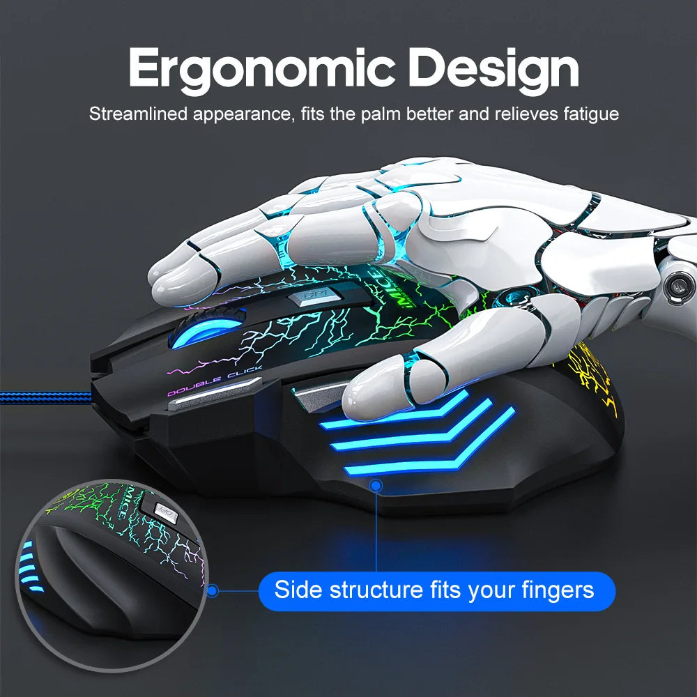 Mouse gaming con cable – retroiluminación y DPI ajustable 2400-7200