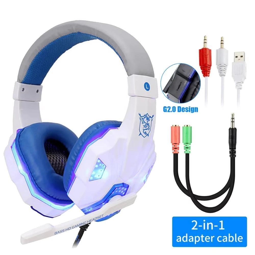 Auriculares gaming con cable – micrófono y luces LED para PC, PS4, PS5 y Xbox