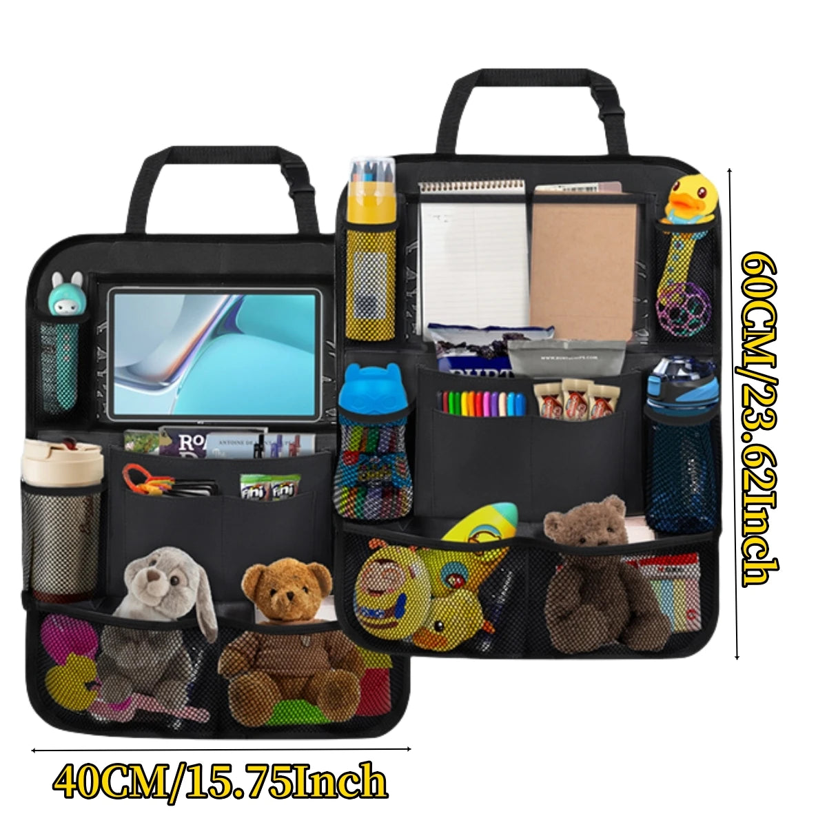 Organizador trasero para asiento de auto – 10 bolsillos y porta tablet