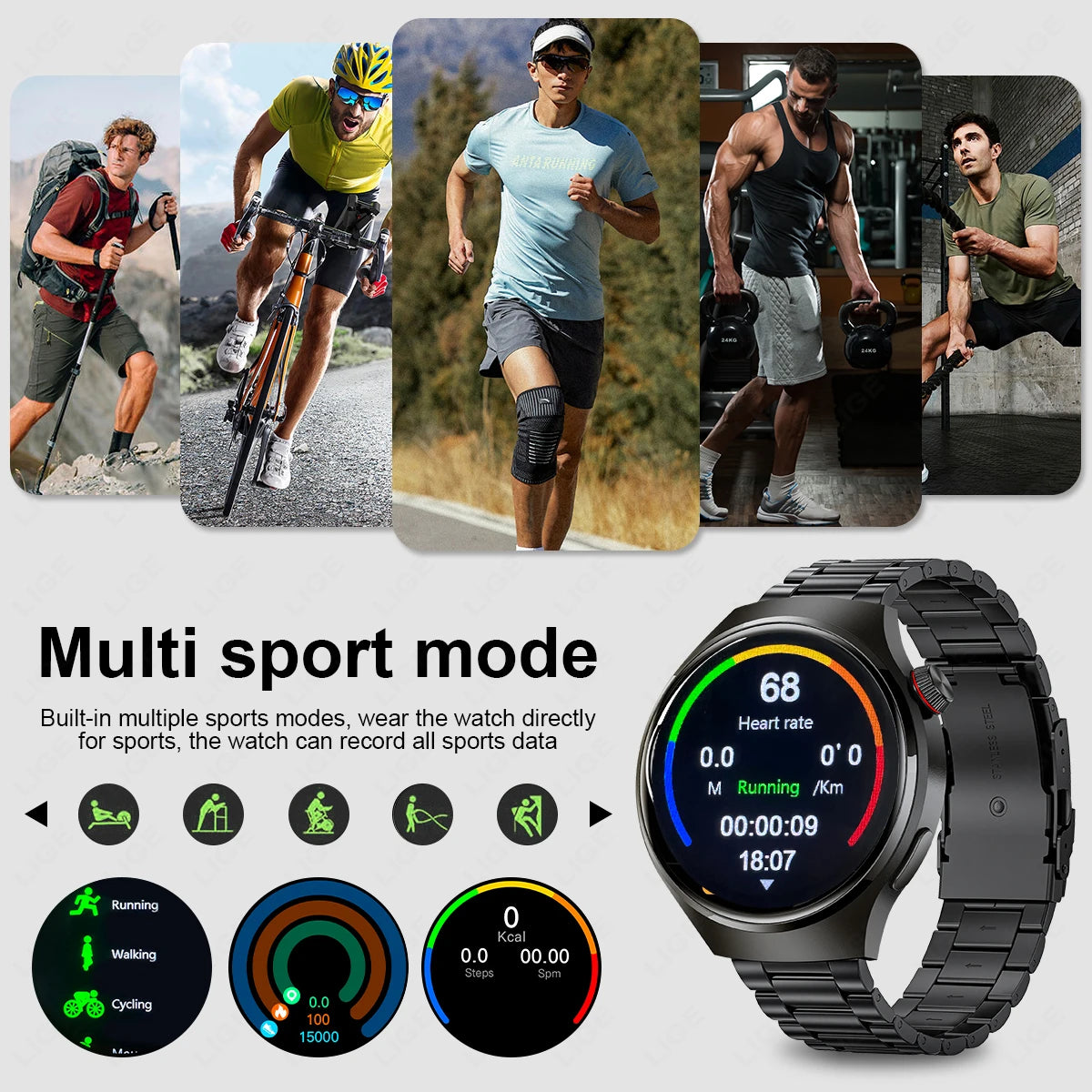 Smartwatch LIGE nuevo – pantalla HD 360*360, monitor de salud y llamadas Bluetooth