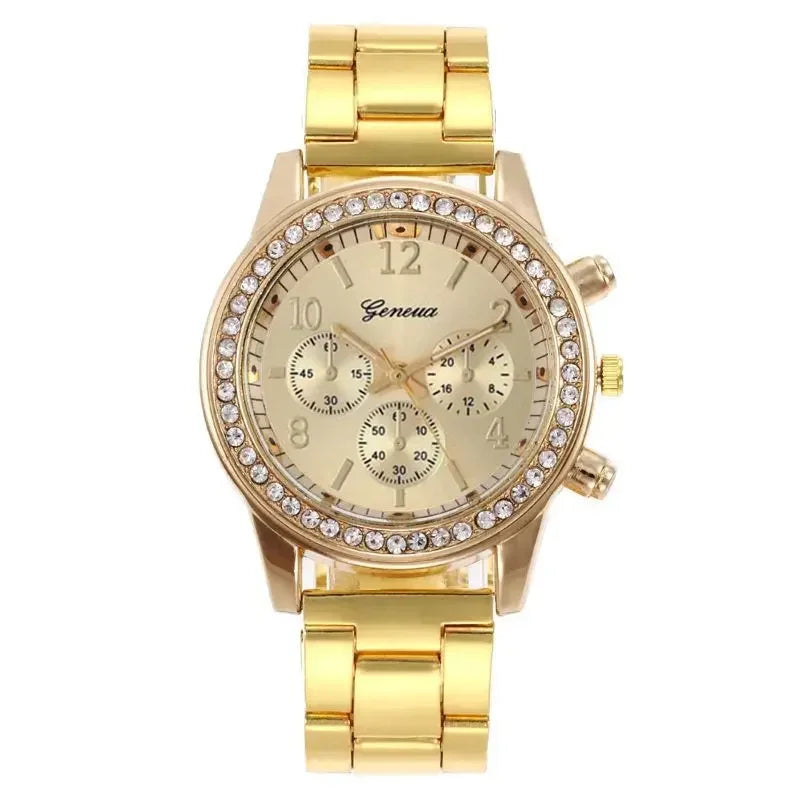 Reloj mujer con diamantes – lujo y estilo en acero inoxidable y oro rosa