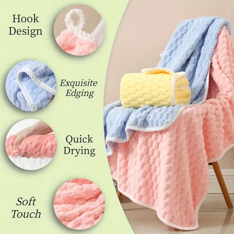 Toallas de baño grandes de coral fleece – gruesas, absorbentes y de secado rápido