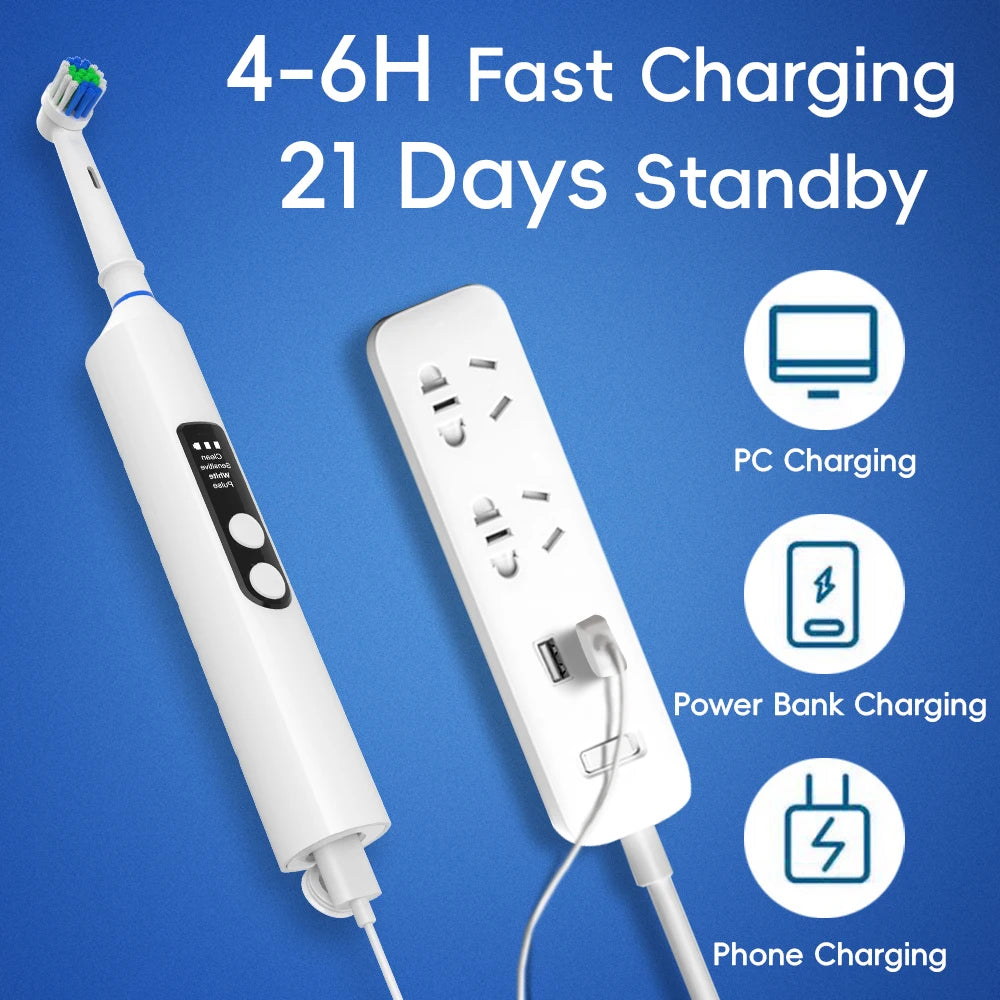 Cepillo eléctrico inteligente – 4 modos, recargable USB y compatible con cabezales Oral B