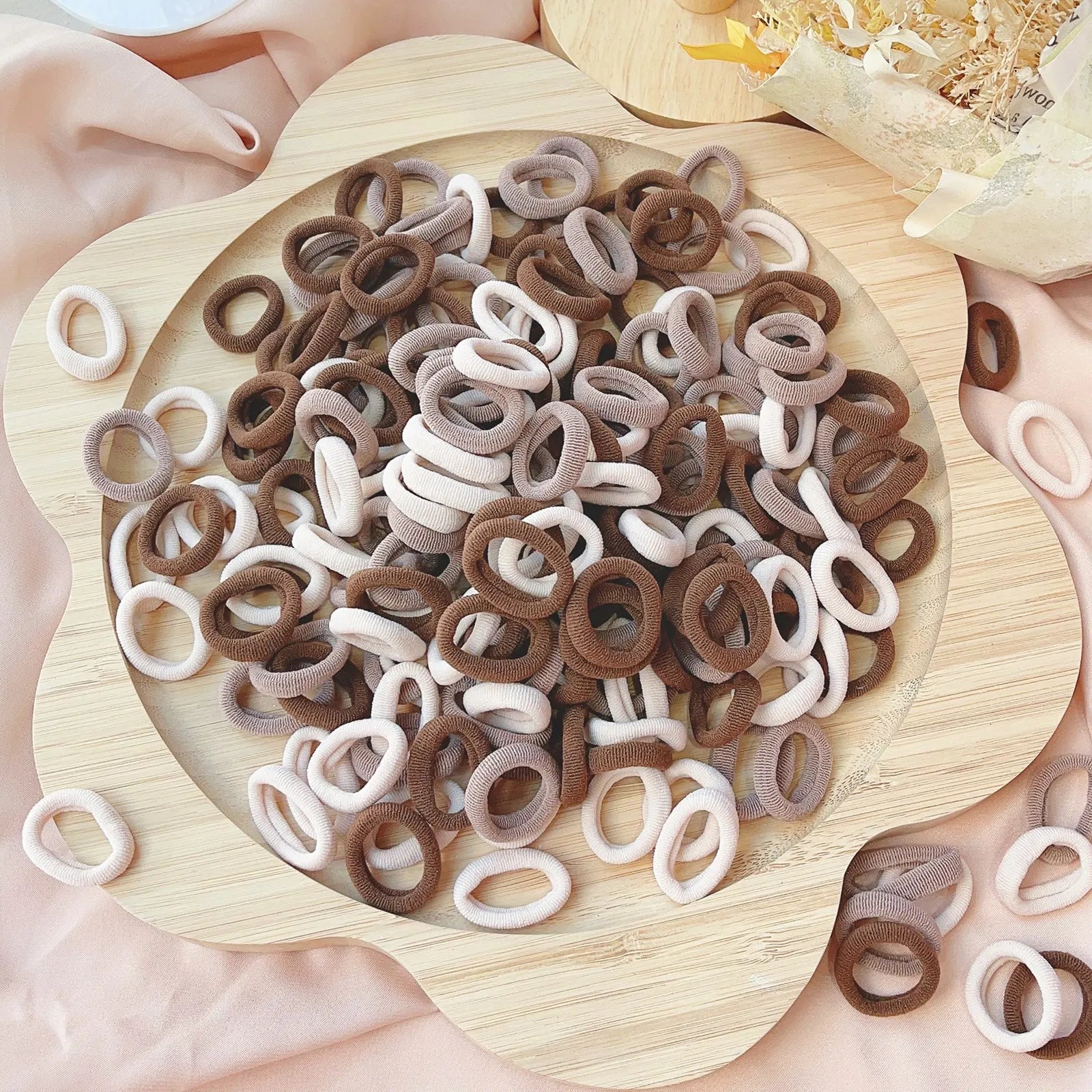 Set de 20/50 ligas elásticas para cabello – scrunchies y bandas de colores para niñas