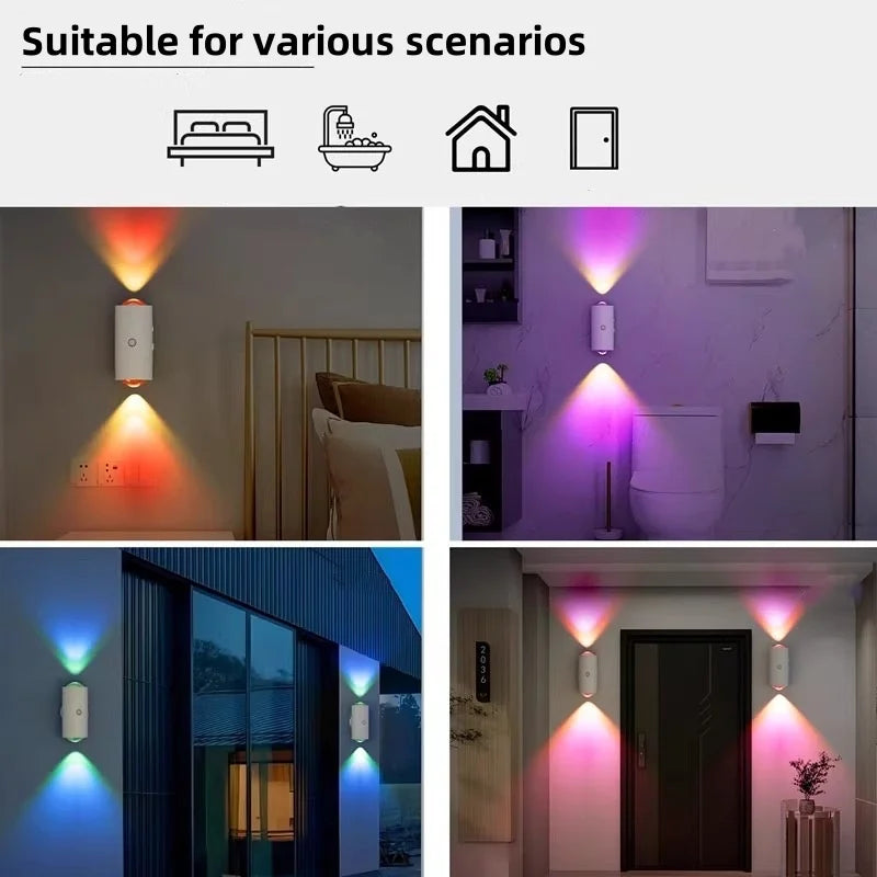 Lámpara de Pared LED con Sensor Inteligente - Iluminación Ambiental RGB - Recargable Magnética