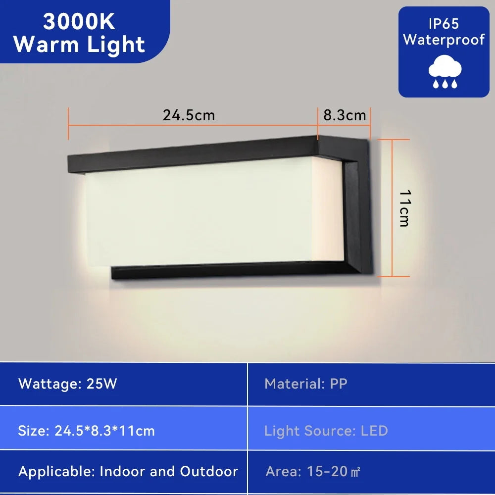 Lámpara LED de pared – impermeable IP65, ahorro energético para interior y exterior