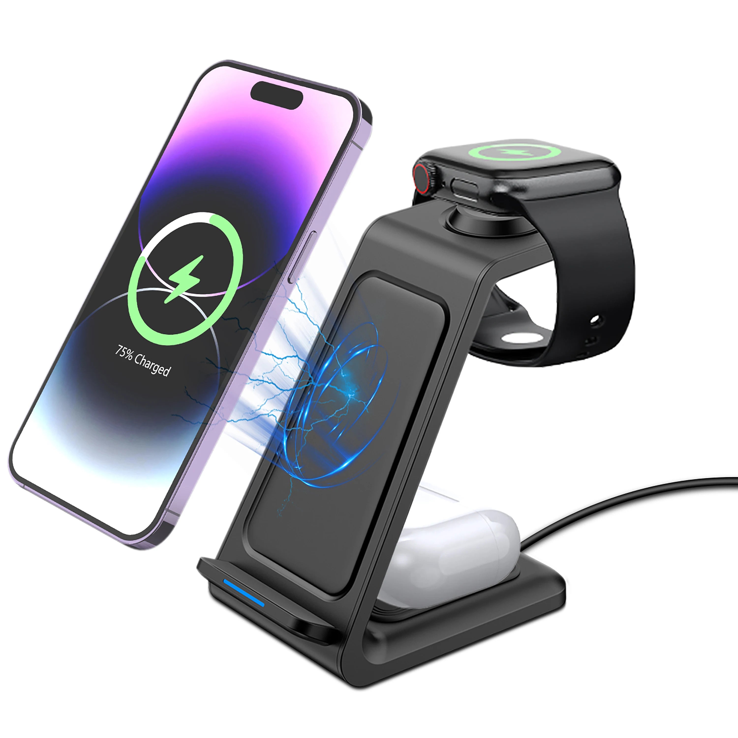 Estación de carga inalámbrica 3 en 1 – soporte para múltiples dispositivos iPhone 12 a 17 Pro Max