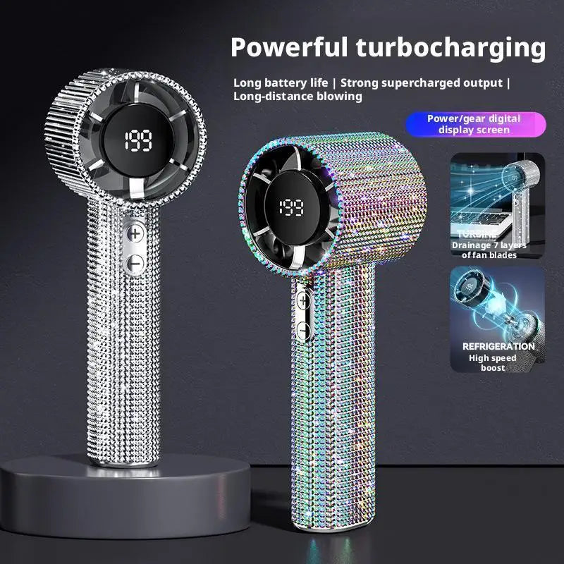 Ventilador de Mano Portátil con Pantalla Digital y 199 Velocidades