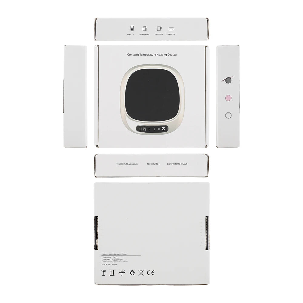 Calentador de Bebidas Eléctrico Inteligente - Control Avanzado de Temperatura - Placa Calentadora - Temperatura Constante - Temporizador - Apagado Automático - Calentador de Tazas