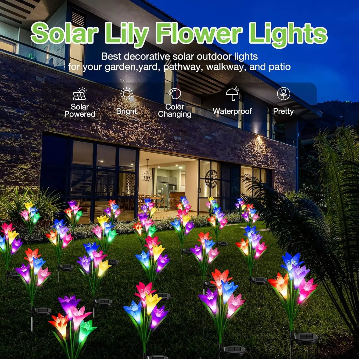 Luz solar exterior Lily Flower – impermeable IP65 para jardín y caminos