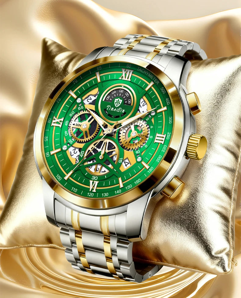 Reloj de lujo verde TINABIN – elegante, resistente al agua y para negocios