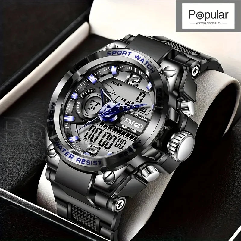 Reloj militar digital para hombre – acero, LED y cuarzo deportivo