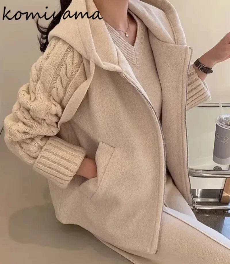 Abrigo mujer Twist 2026 – chaqueta larga con capucha, manga larga y corte suelto