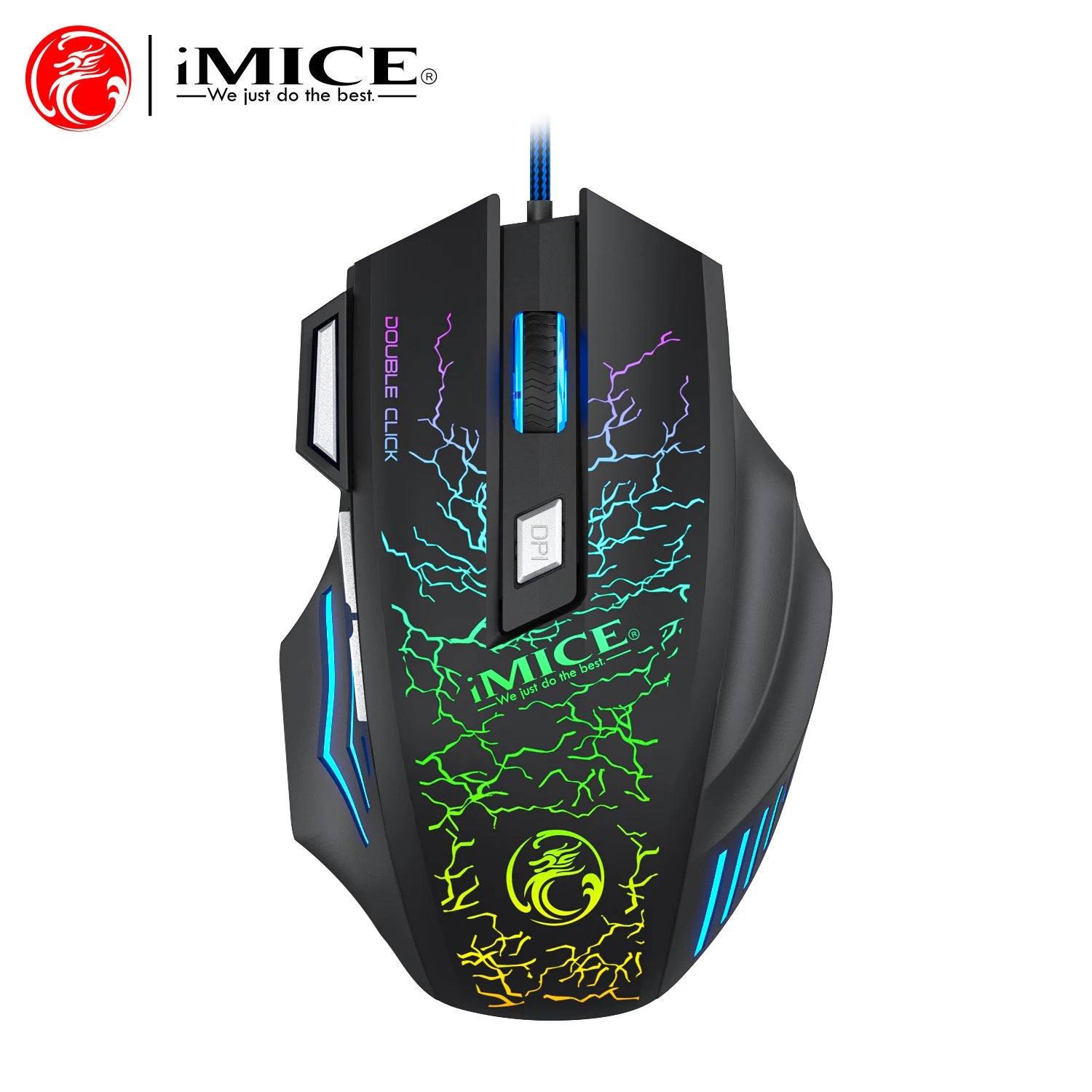 Mouse gaming con cable – retroiluminación y DPI ajustable 2400-7200