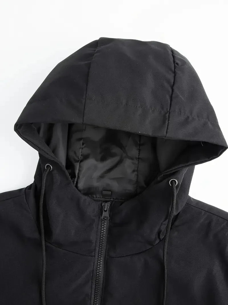 Campera fina acolchada con capucha para hombre – cortaviento casual con bolsillo