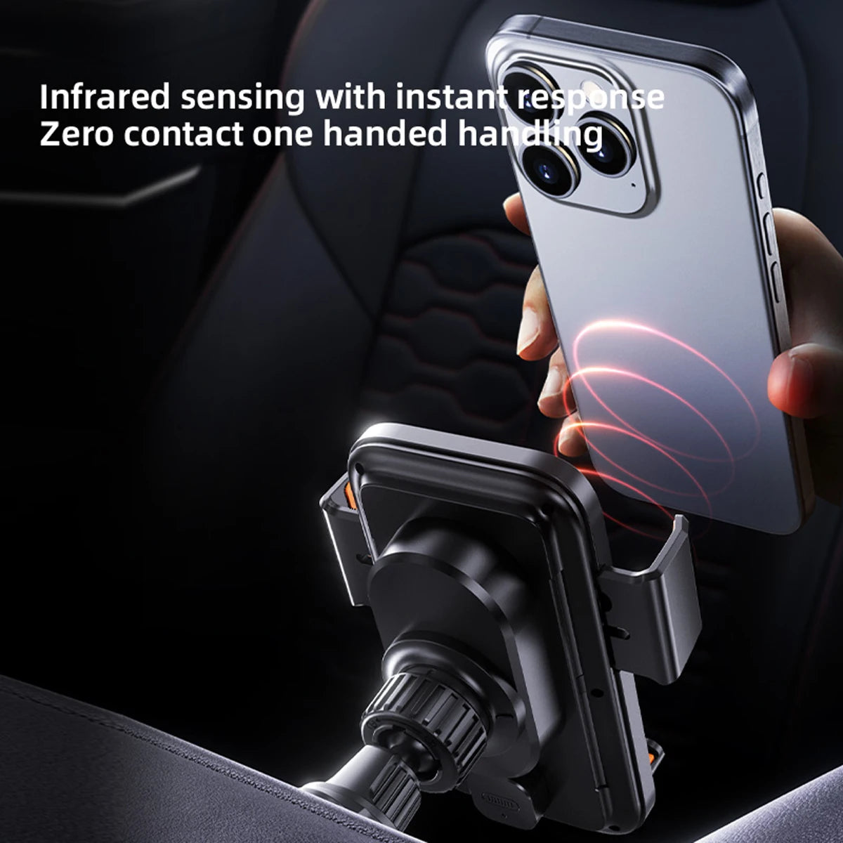 Cargador y soporte para auto – inalámbrico 15W y con cable, rotación y sensor automático