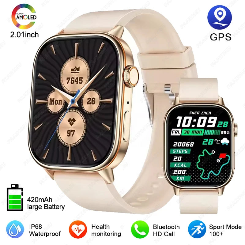 Smartwatch GPS mujer – pantalla 2.01", llamadas Bluetooth y resistente al agua