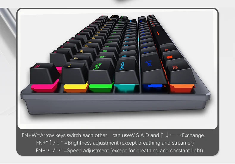 Teclado mecánico gamer retroiluminado – USB, compacto y ergonómico