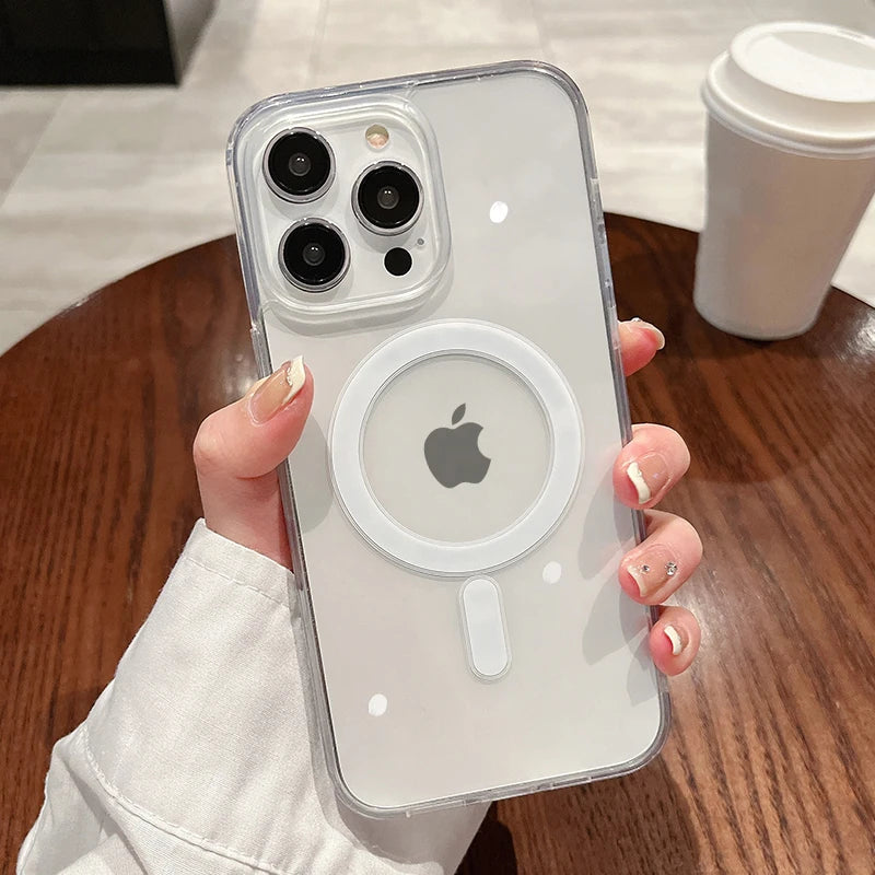 Funda transparente magnética con carga inalámbrica MagSafe – compatible con iPhone 11 a 17