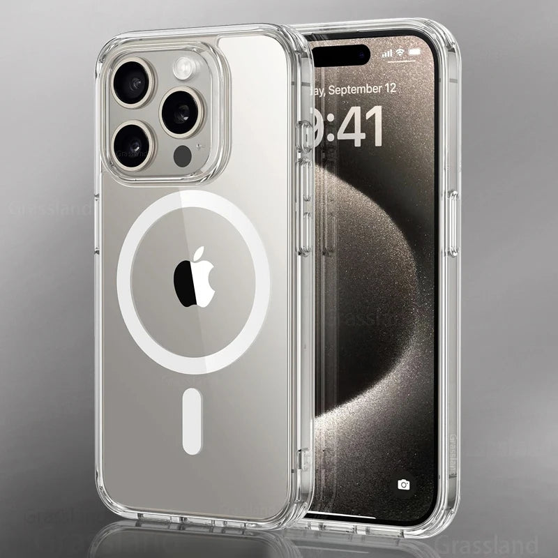 Funda transparente con carga magnética inalámbrica – compatible con MagSafe para iPhone