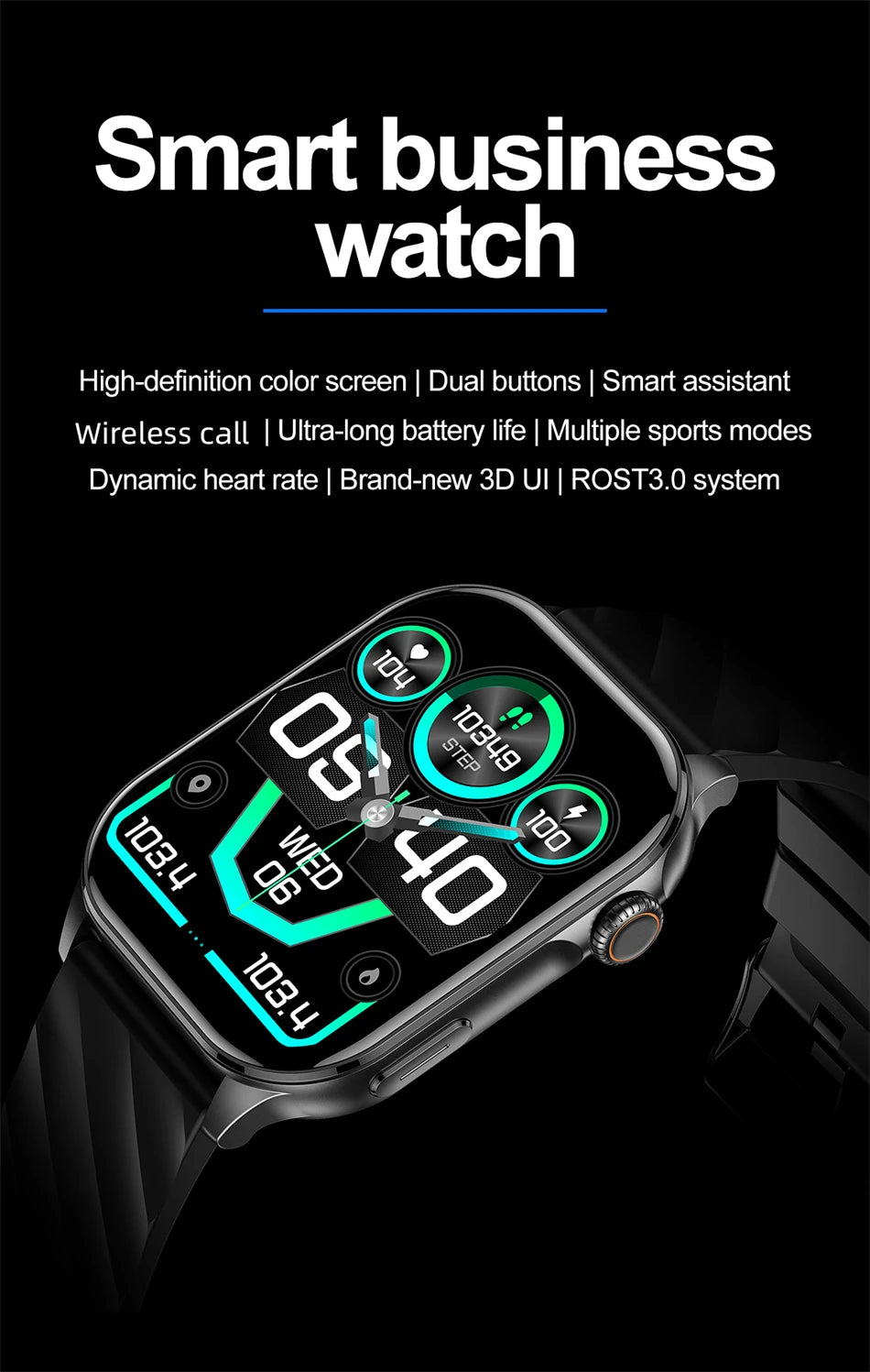 Smartwatch LIGE mujer – pantalla HD 2.01", monitor de salud y resistente al agua